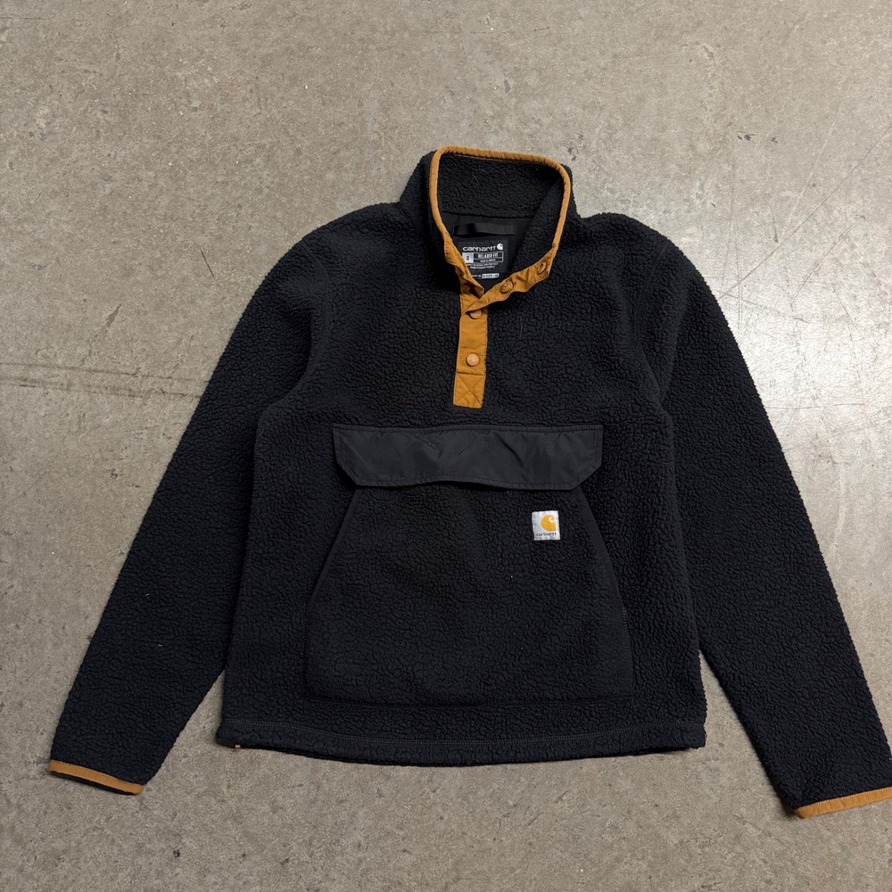 Carhartt Relaxed Fit Sherpa Fleece Pullover Black Brown OJ4991-M Womens Small - Picture 1 of 5